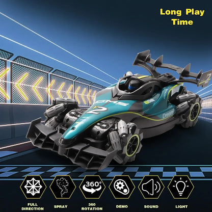 Y2 RC Car Drift Car with Light featuring full direction, spray, 360 rotation, demo, sound, and light.