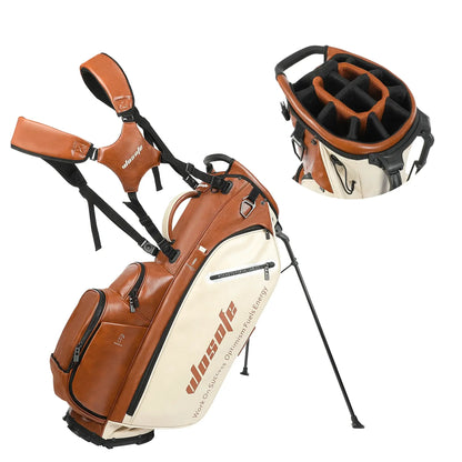 Golf Stand Bag for Men & Women in stylish PU material with multiple pockets and adjustable straps.