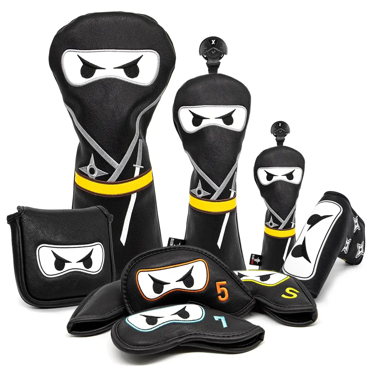 Aliennana Golf Club Headcover Set, Black Ninja Driver Head Cover Sportsman Specialty Products