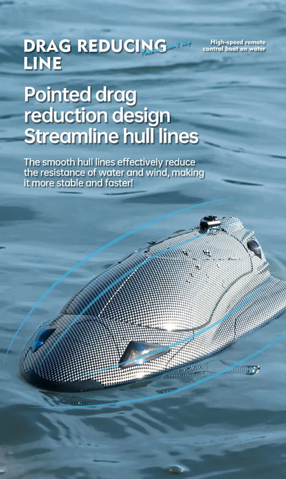 Turbojet Speedboat 40KMh with pointed drag reduction design and streamlined hull lines for enhanced stability and speed.
