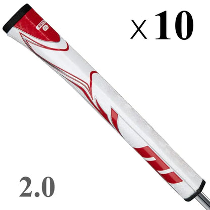 Golf Putter Grip Pistol 2.0 white and red design shown with quantity of 10.