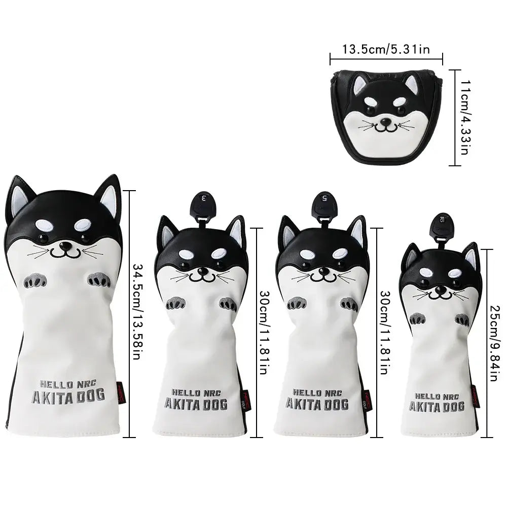 Golf Wood Head Cover for Driver Fairway Hybrid Cute Akita Golf Putter Cover Sportsman Specialty Products