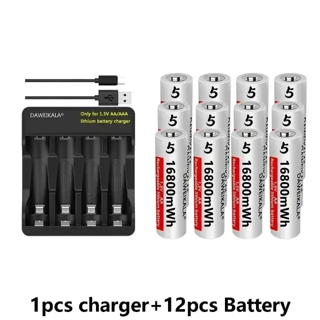 1.5V AA Lithium Battery with charger and rechargeable AA 1.5V 16800mWh Lithium batteries from DAWEIKALA