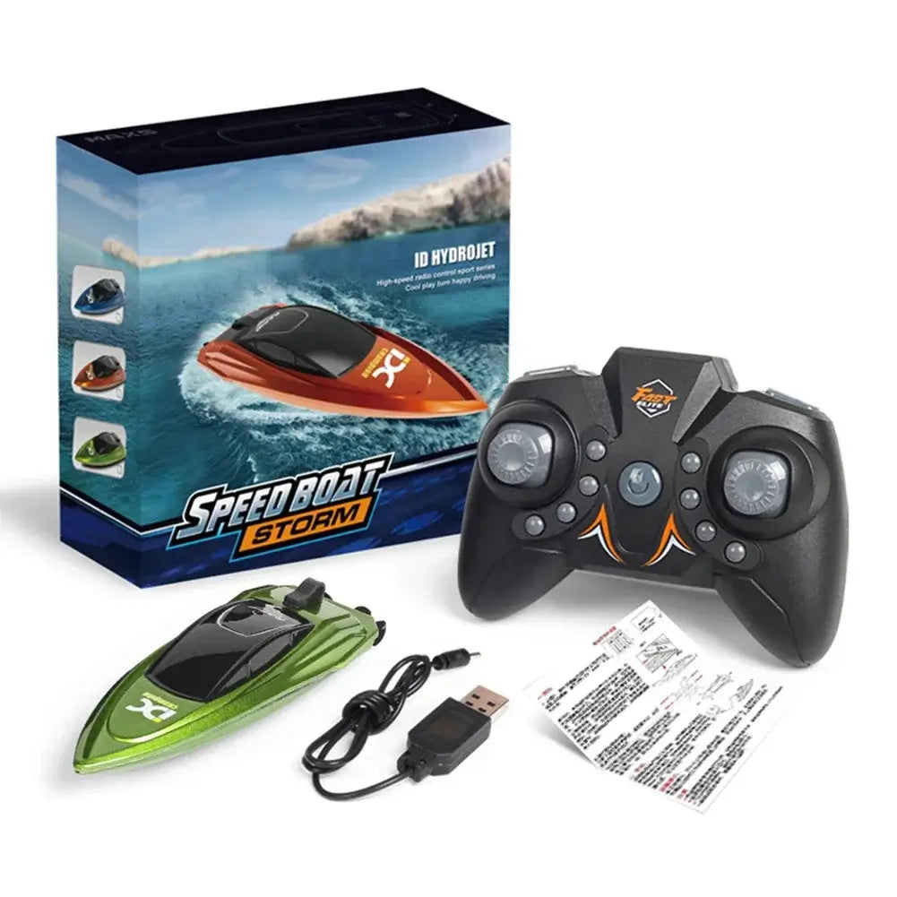 RC Boat 2.4Ghz 25kmh high-speed remote control racing ship, with controller and charger in package.