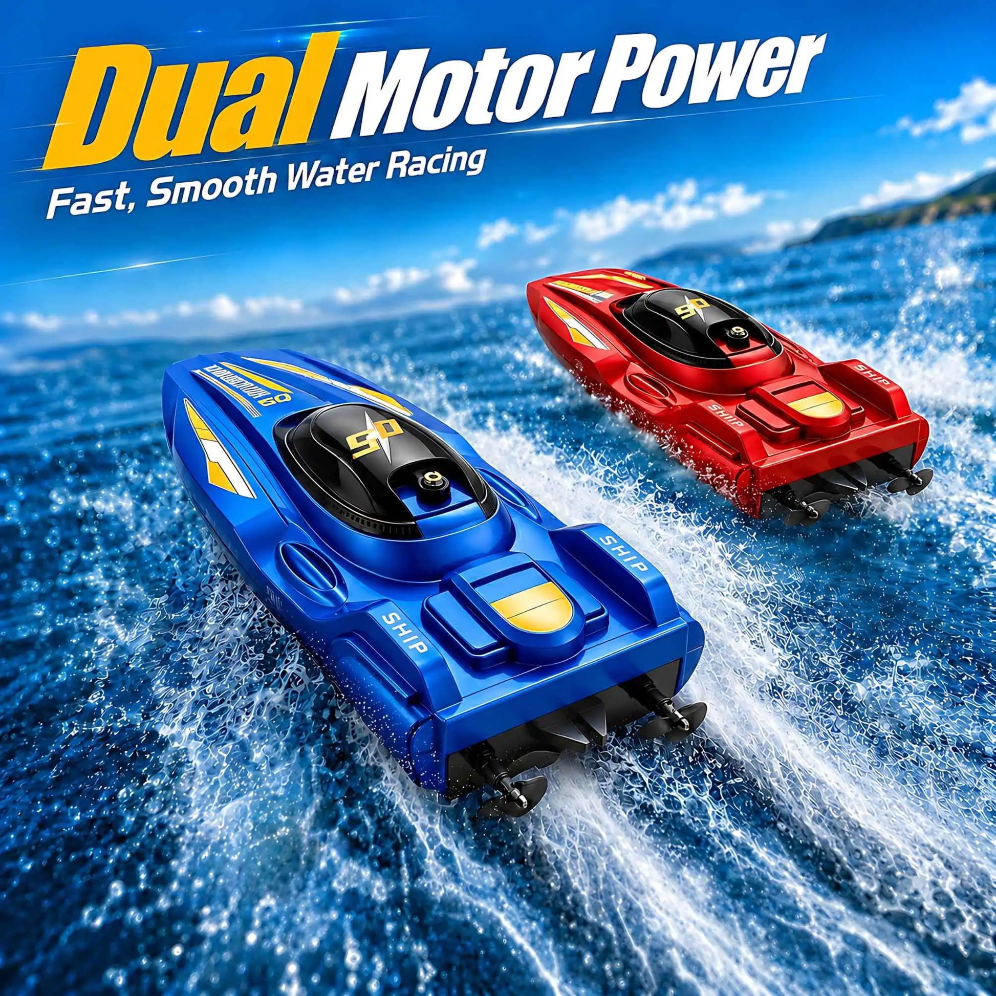 2Pcs RC Speed Boat Set Remote Control Racing Boat Dual Motor