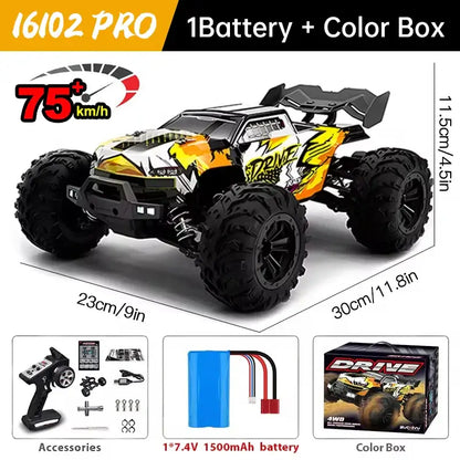 WLtoys 16101 Pro 1:16 75KM/H 4WD RC Car With LED Light Sportsman Specialty Products