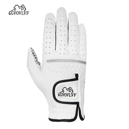 Golf Gloves Men's Leather White Breathable design with perforated detailing by GVOVLVF.