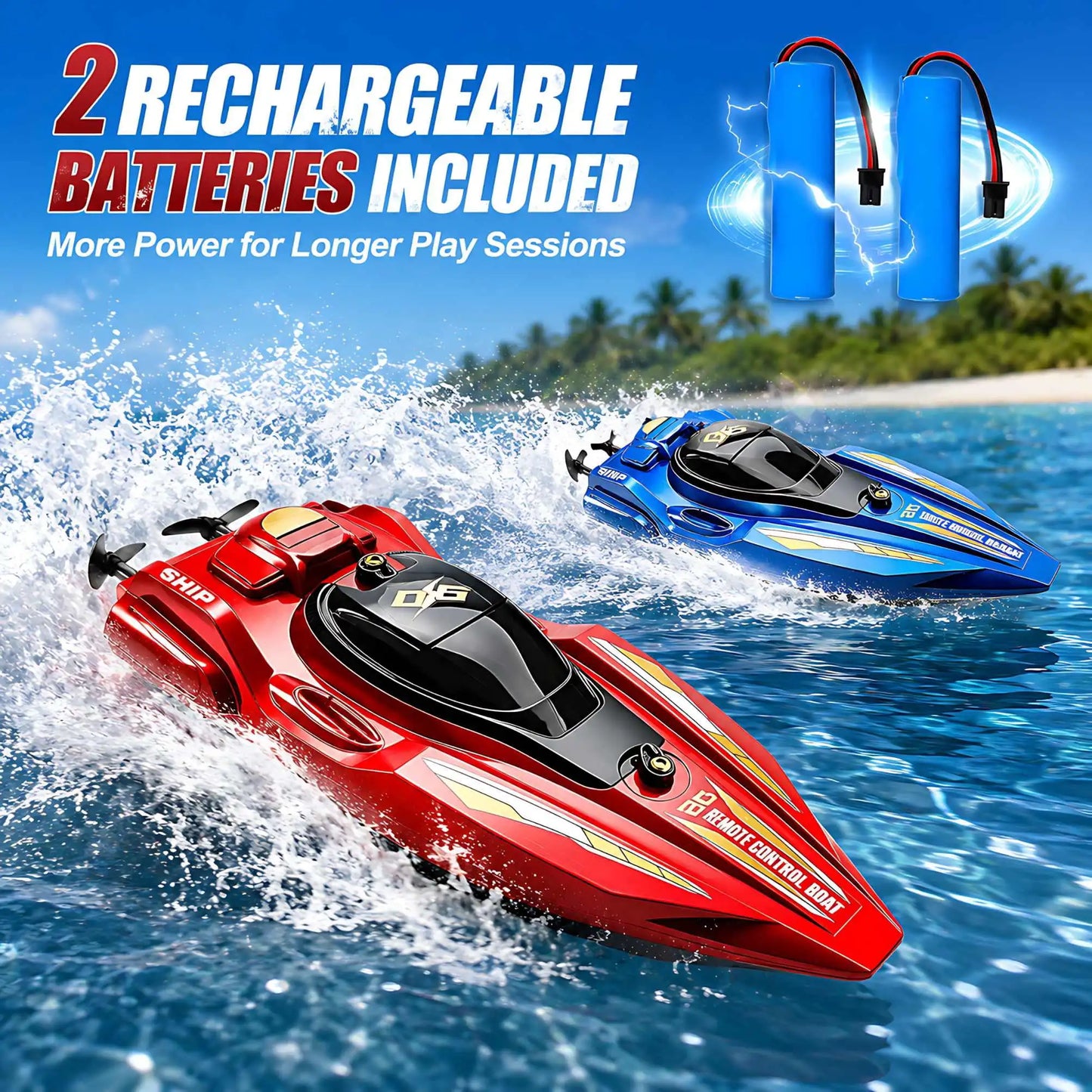 2Pcs RC Speed Boat Set Remote Control Racing Boat Dual Motor