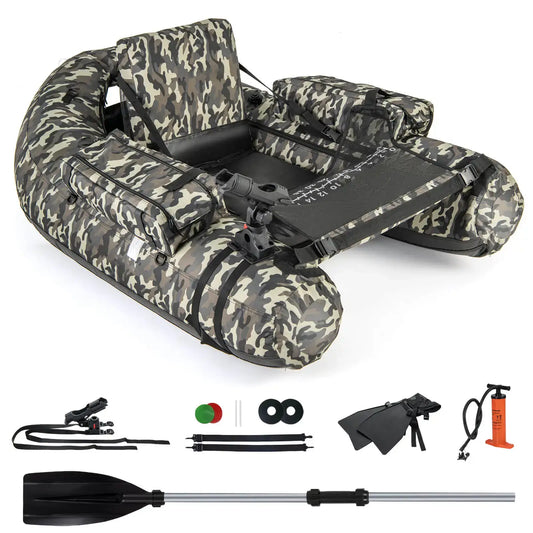 Inflatable Float Tube w/ Fish Ruler Rod Holder Storage Pockets Sportsman Specialty Products