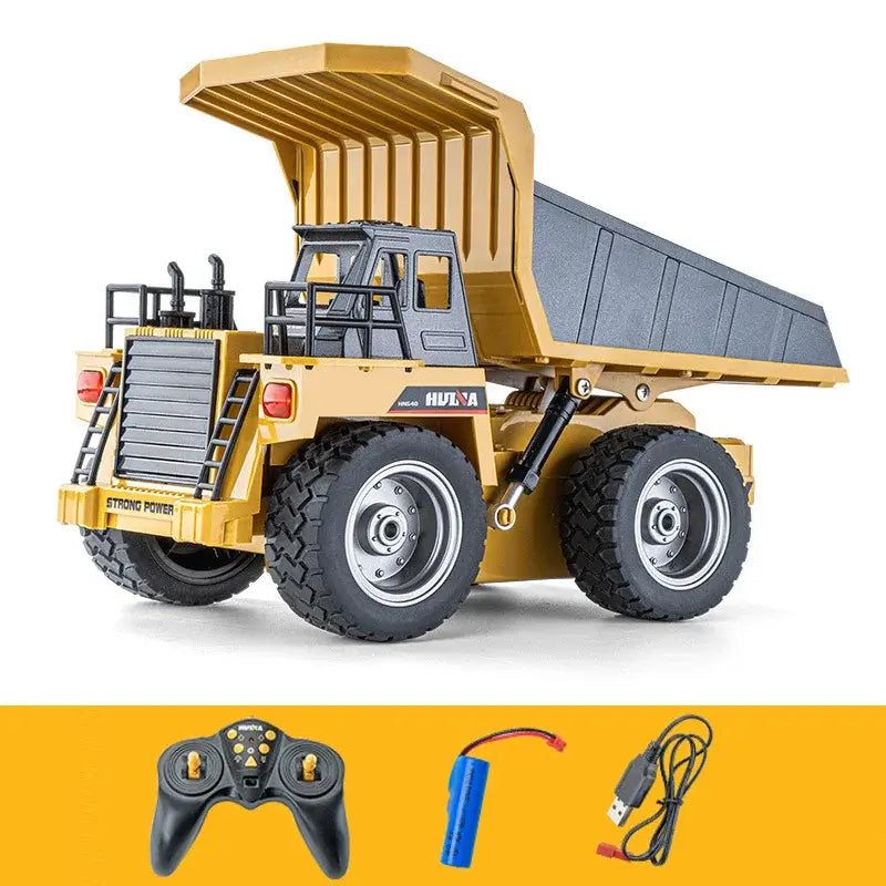 Huina 533D Alloy Remote Control Dump Truck with controller and battery charger.