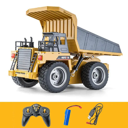 Huina 533D Alloy Remote Control Dump Truck with controller and battery charger.