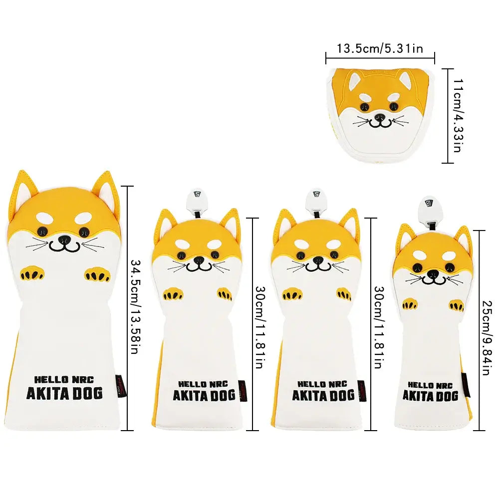 Golf Wood Head Cover for Driver Fairway Hybrid Cute Akita Golf Putter Cover Sportsman Specialty Products
