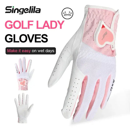 Golf Gloves Woman PU Leather Soft Gloves Ladies Anti-Slip