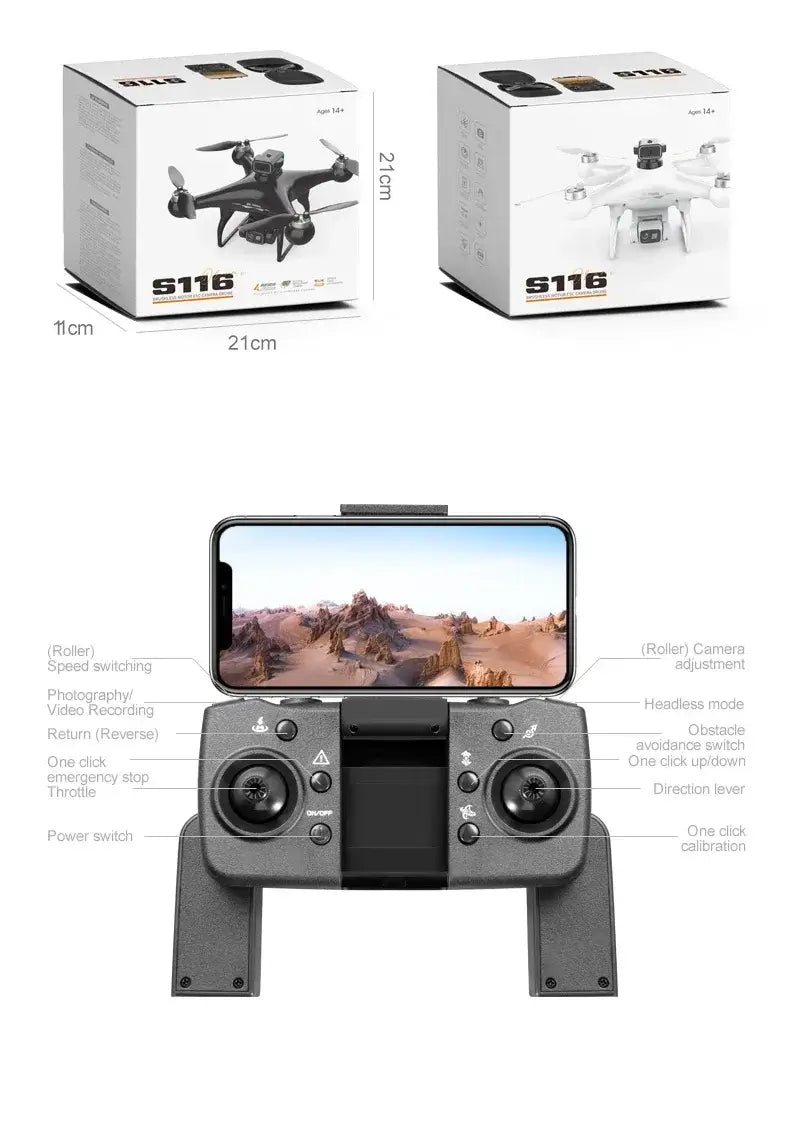 S116 MAX Drone Professional with 3 Batteries 8K Dual Camera Optical Sportsman Specialty Products