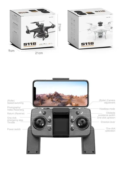 S116 MAX Drone Professional with 3 Batteries 8K Dual Camera Optical Sportsman Specialty Products