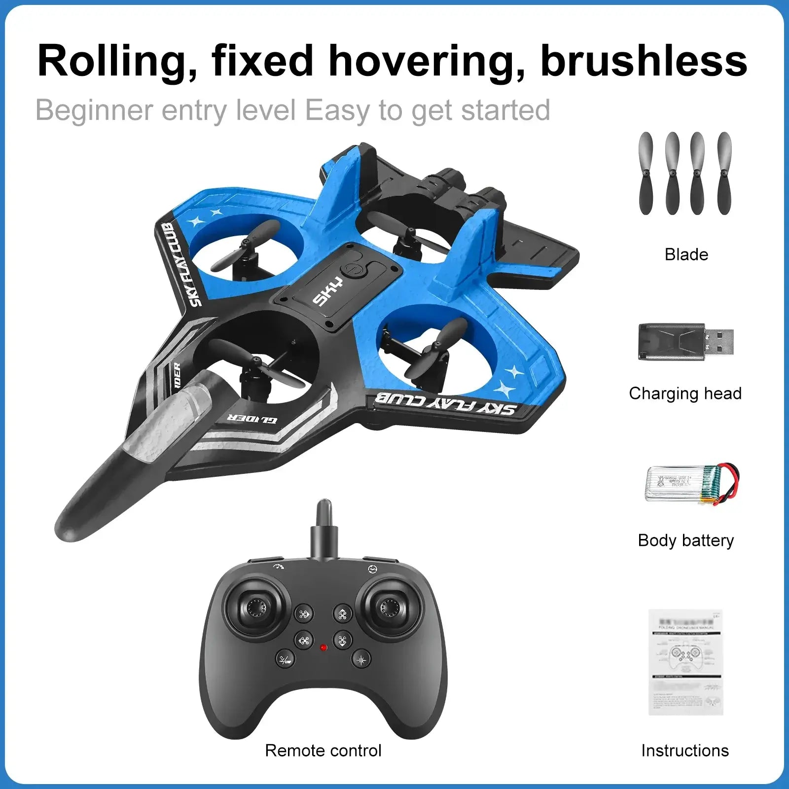 S83 Foam Aircraft Drone: 4-Axis Remote Control, LED Lights,