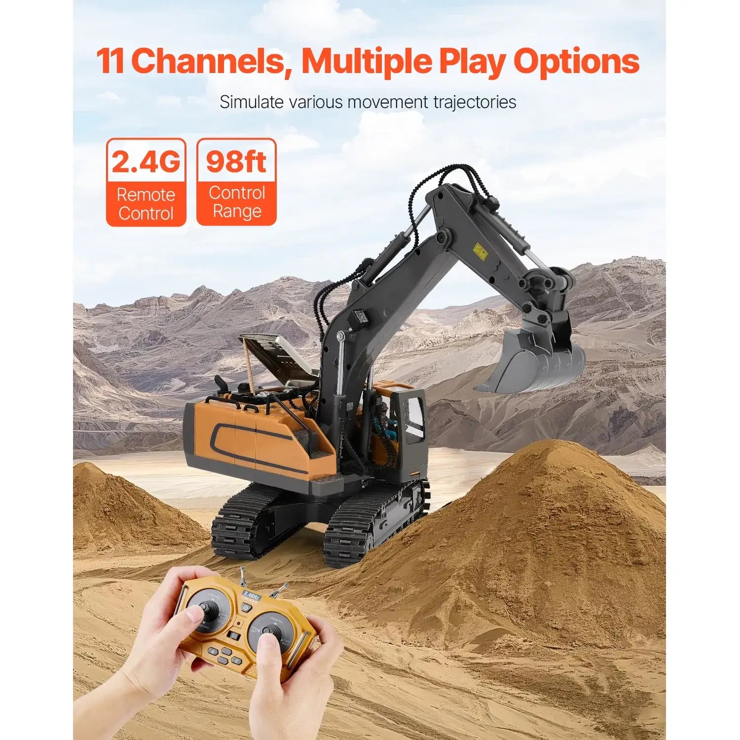 VEVOR 2.4G Rc Excavator 1:20 Scale with Lights & Sounds Construction Vehicle Sportsman Specialty Products