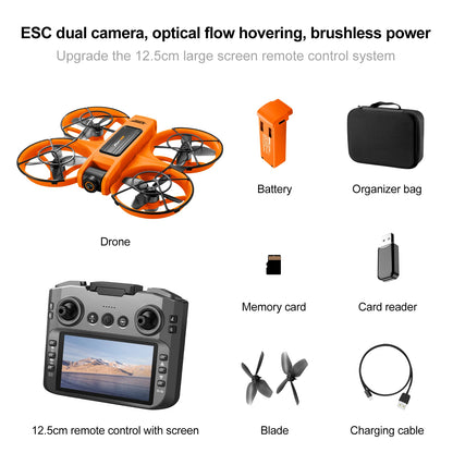 2025 S156 brushless camera drone with accessories including battery, controller, and memory card.