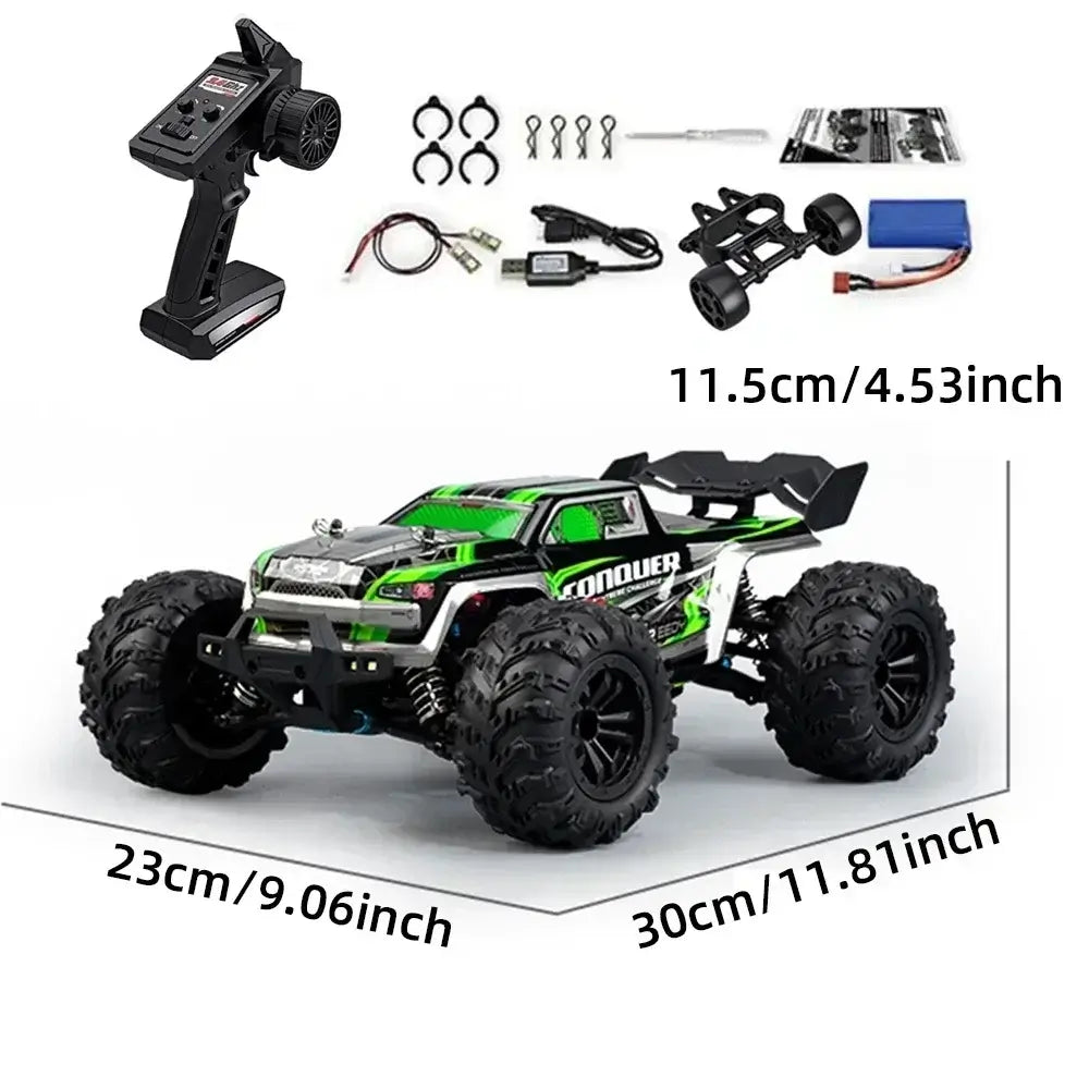Large RC Cars with remote control, measuring 30cm and featuring rugged wheels for high-speed performance.