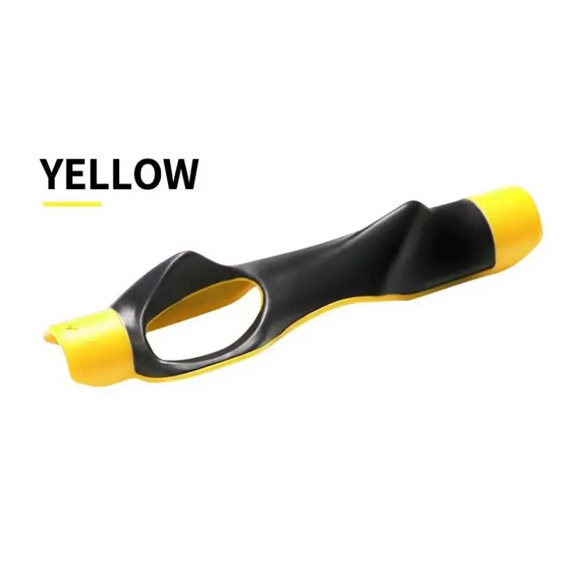 Golf grip trainer in black and yellow color for enhancing grip strength.
