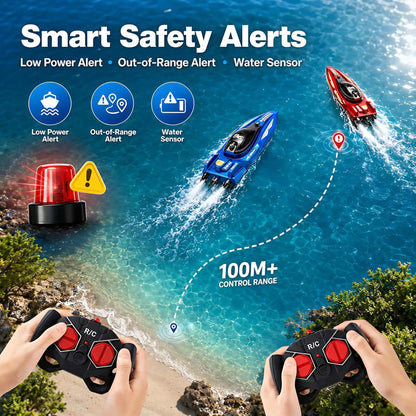 2Pcs RC Speed Boat Set Remote Control Racing Boat Dual Motor