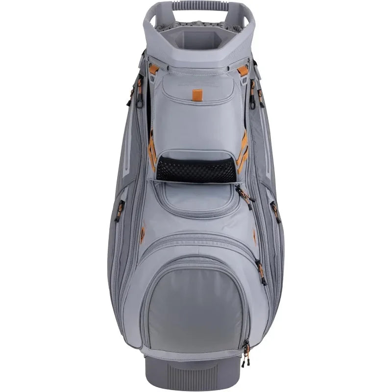 Men's C130 Lightweight Cart Golf Bag in gray with multiple pockets for easy storage and organization.