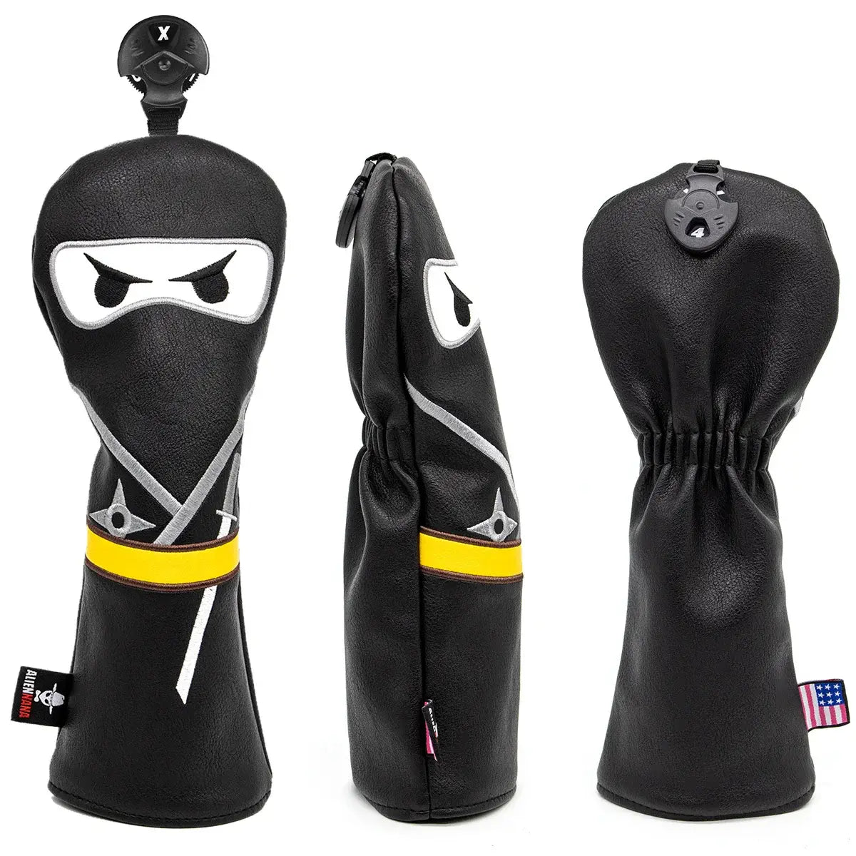 Aliennana Golf Club Headcover Set, Black Ninja Driver Head Cover Sportsman Specialty Products