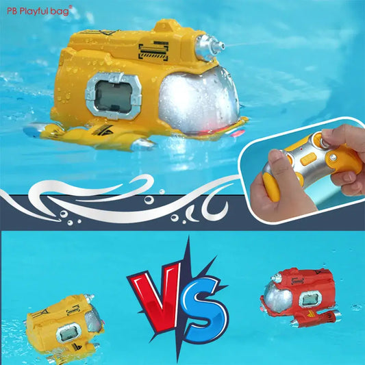 RC Electric Shooting Boat in action with controller, showcasing vibrant colors and exciting water play.
