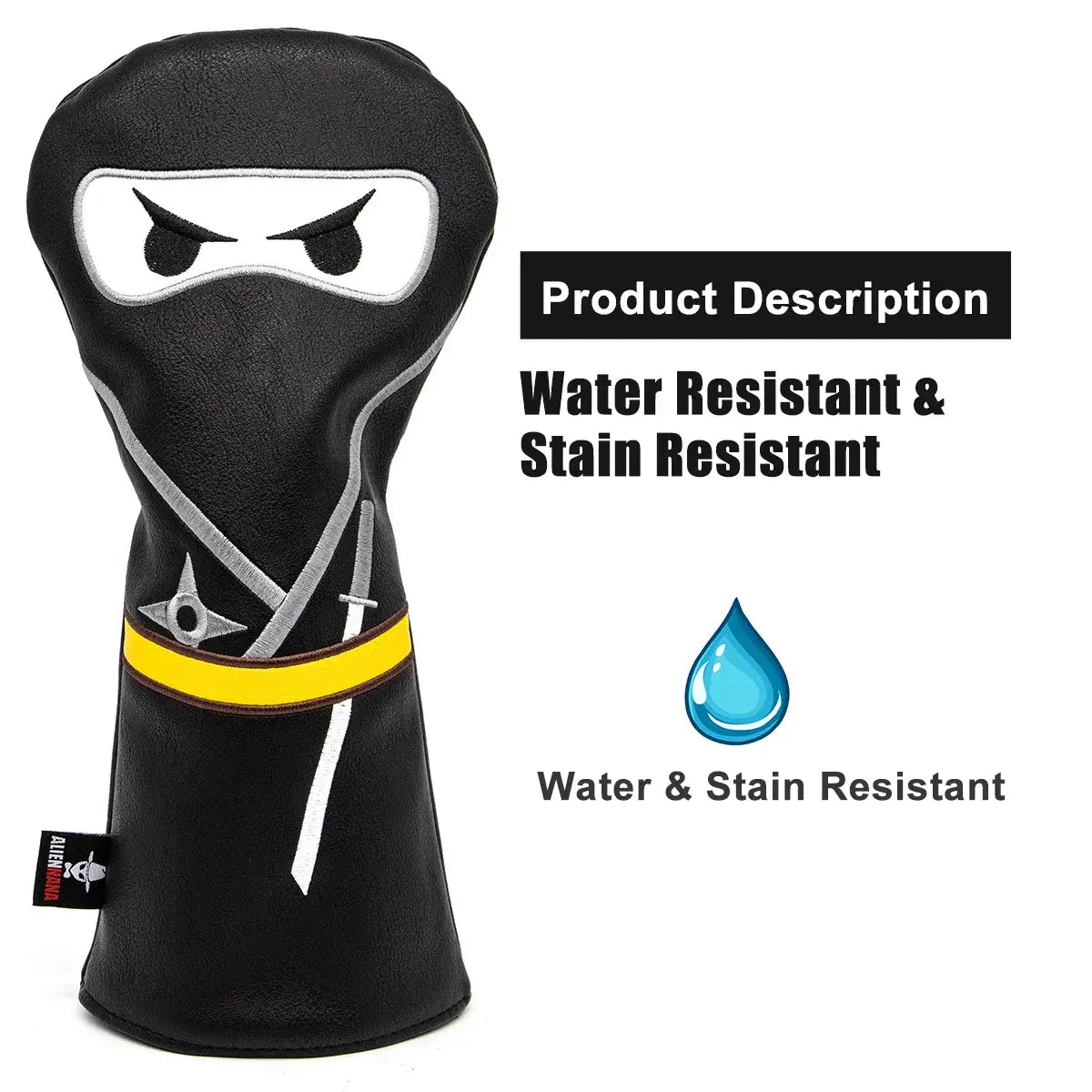 Aliennana Golf Club Headcover Set, Black Ninja Driver Head Cover Sportsman Specialty Products
