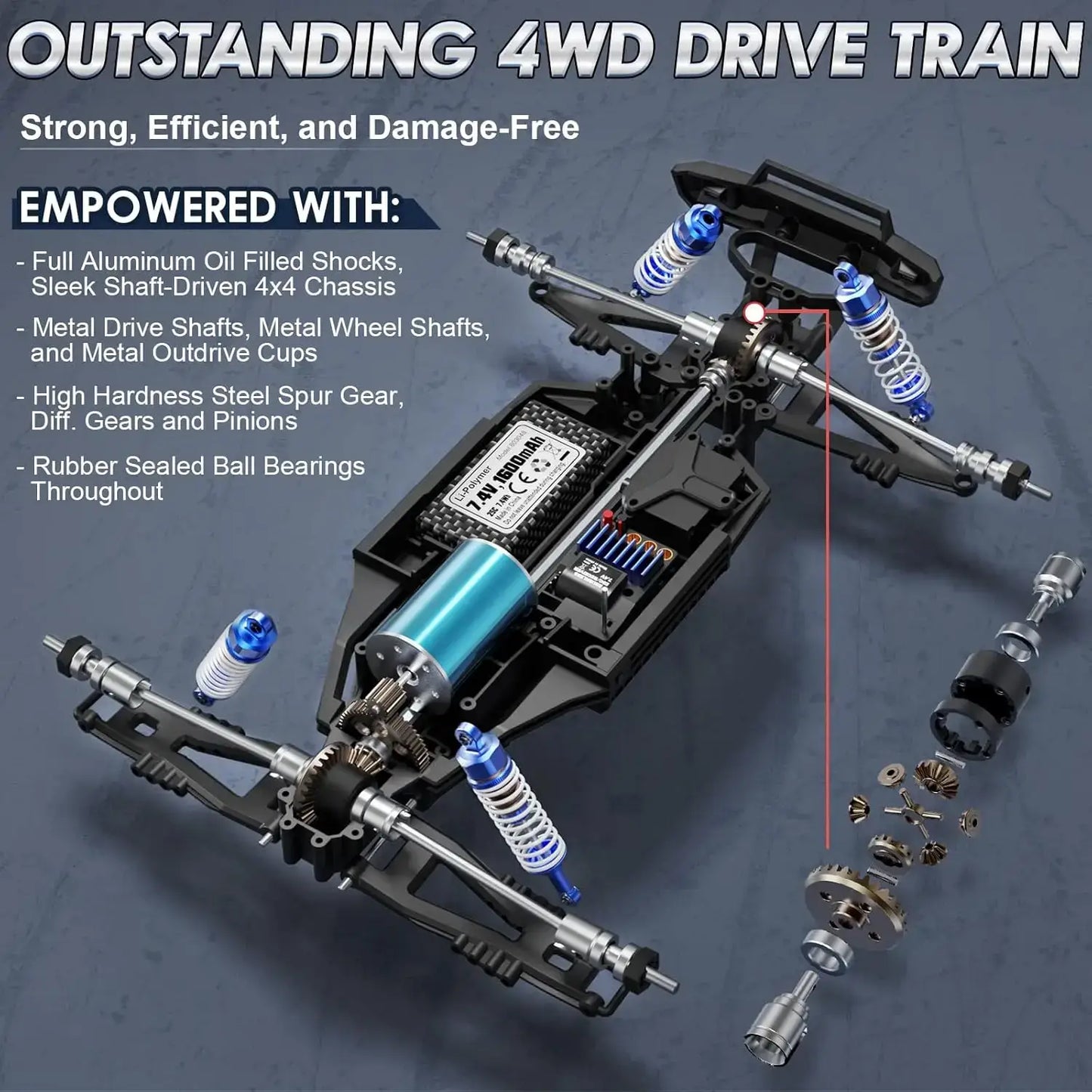 1/12 Scale Brushless RC Cars 903A, 4X4 Off-Road RC Monster Truck Sportsman Specialty Products