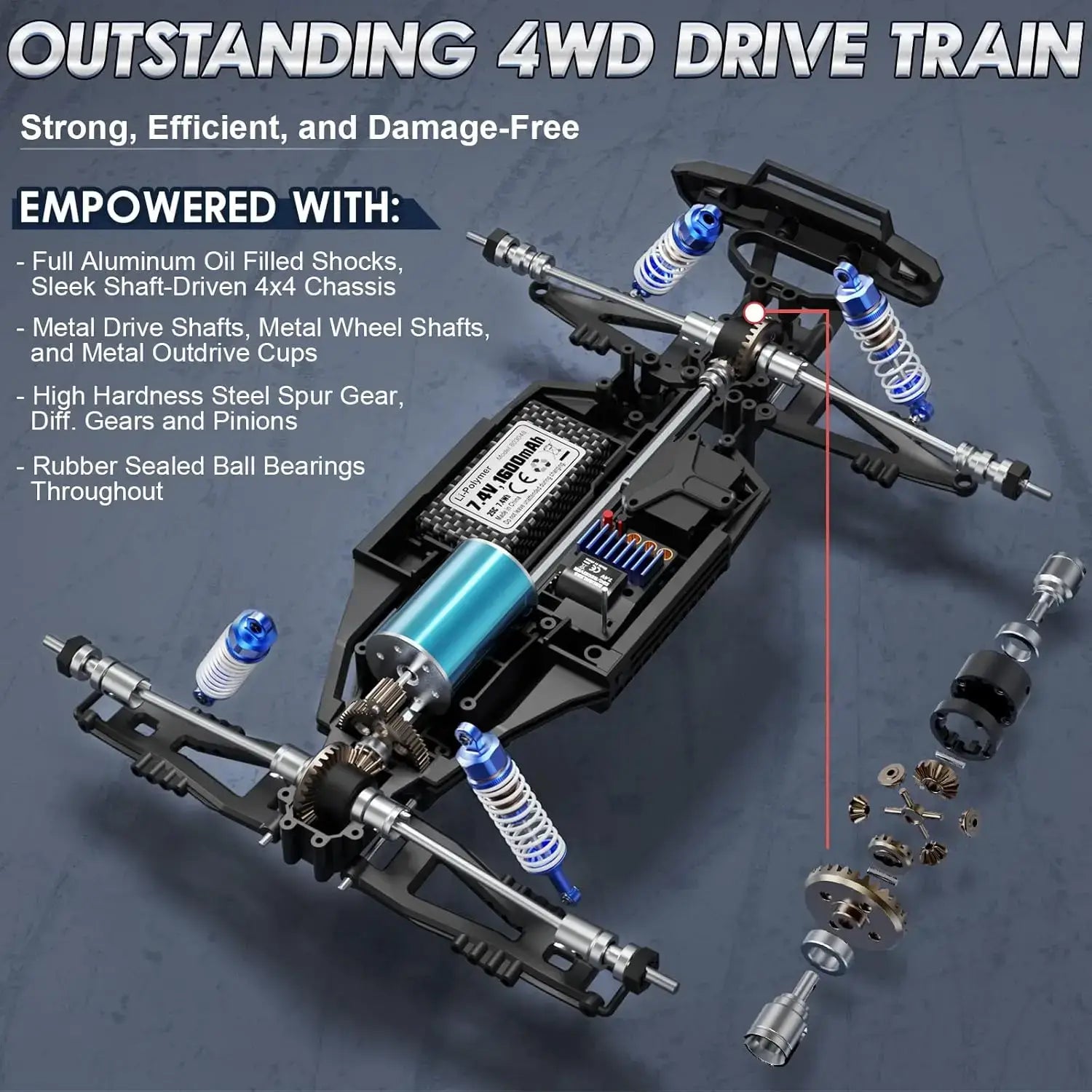 1/12 Scale Brushless RC Cars 903A, 4X4 Off-Road RC Monster Truck Sportsman Specialty Products