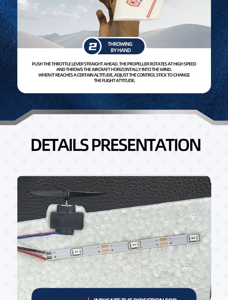 F-35 Fighter Jet EPP Material With Gyroscope throwing instructions and control detail presentation.