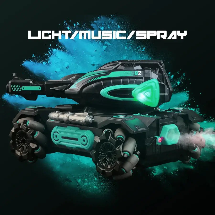 stunt launch water polo tank RC spray car 2.4G four-wheelSPECIFICATIONS stunt launch water polo tank Brand Name: NONE Certification: CE Charging Voltage: 3.7V Choice: yes Control Channels: 9 Channels Controller Mode: MODE1 Design: Cars Features: Remote Co