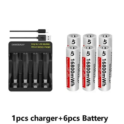 1.5V AA Lithium Battery with charger and rechargeable AA 1.5V 16800mWh Lithium batteries from DAWEIKALA