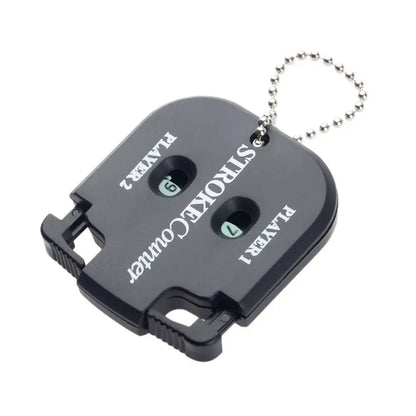 Portable golf stroke counter in black, designed for accuracy and convenience on the golf course.