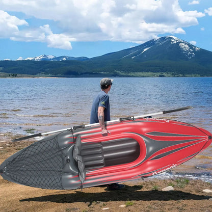 Inflatable Kayak Fishing Boat 1 Person Adult Red Canoe, with Paddles