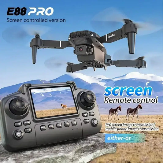 2026 E88 Plus Drone with screen remote control for aerial photography in scenic landscape