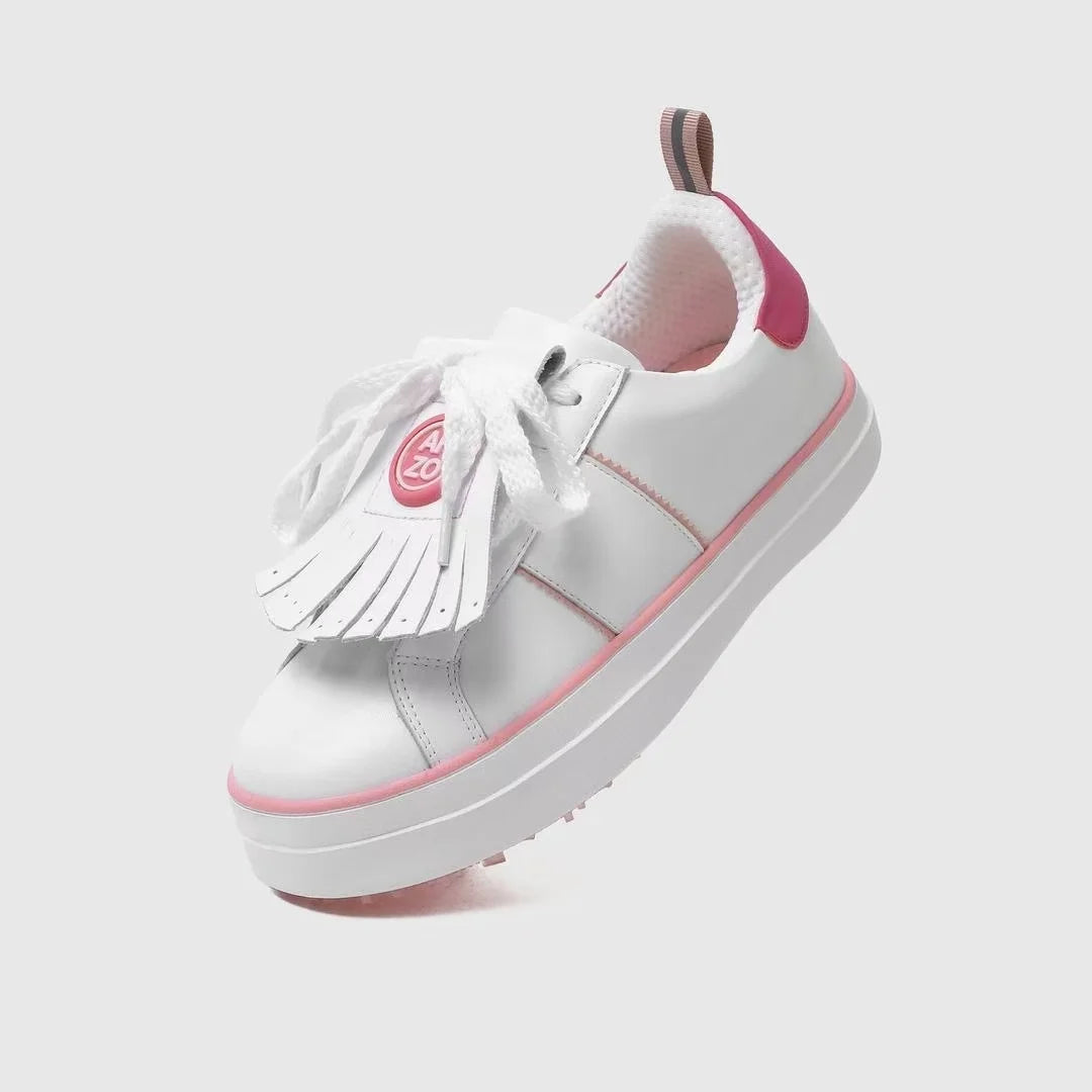professional golf sneakers with pink accents for unisex use, designed for stability and comfort during play.