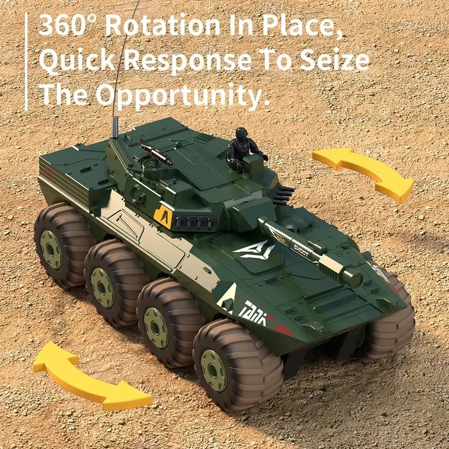 Large Rc Tank Buggy Car 1/32 Radio Control Car performing 360° rotation showcasing its agility and features.