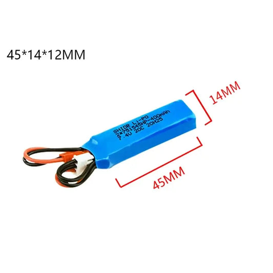 RC Car Battery 7.4V 400mAh pack with JST plug for remote control vehicles.