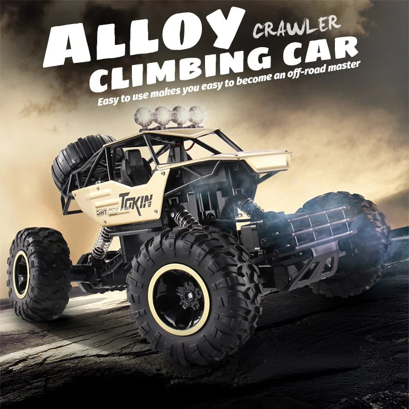 Alloy crawler climbing car with large tires and off-road design, perfect for outdoor adventures.