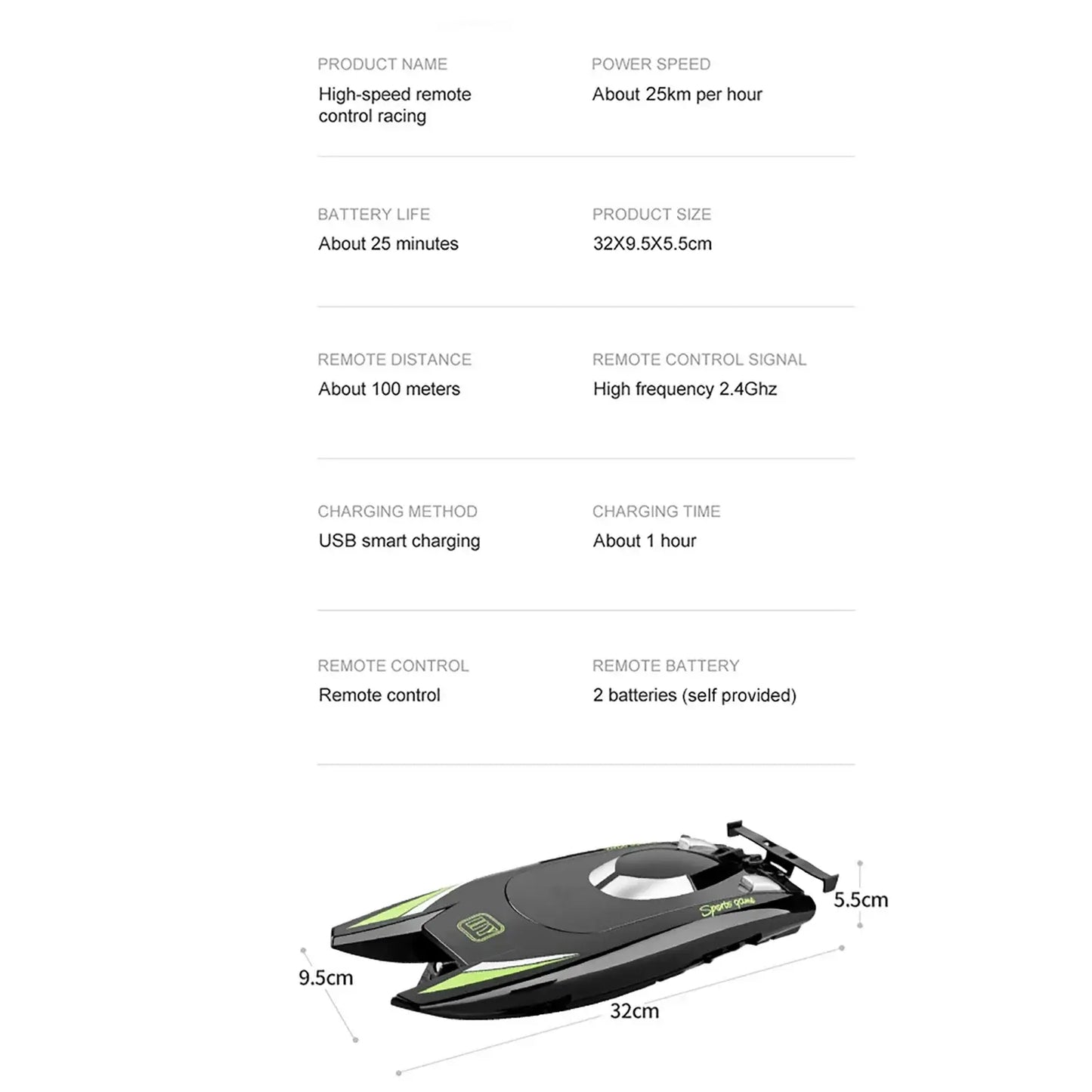 RC Speed Boat Electric Remote Control Racing Ship 25km/h Dual Motor Sportsman Specialty Products