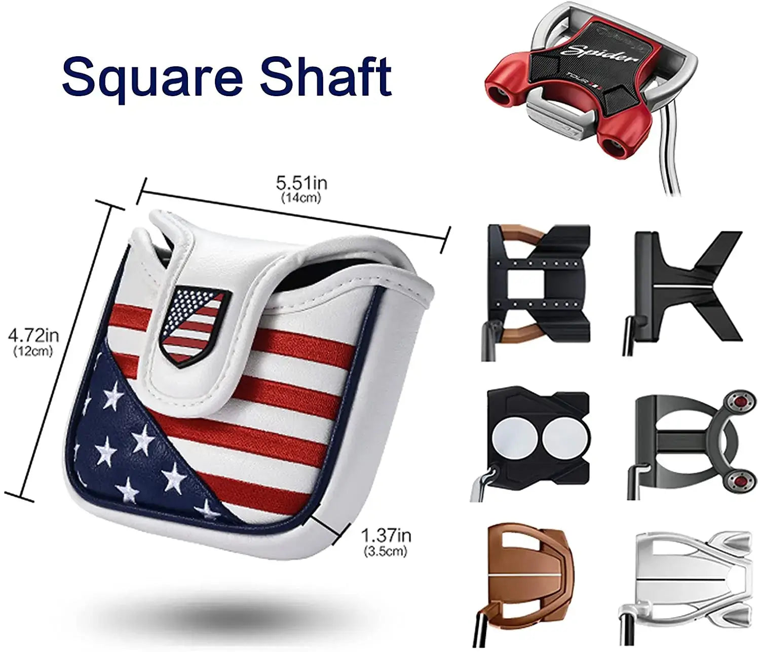 Square Mallet Putter Cover Golf Headcover For TaylorMade Spider X Sportsman Specialty Products
