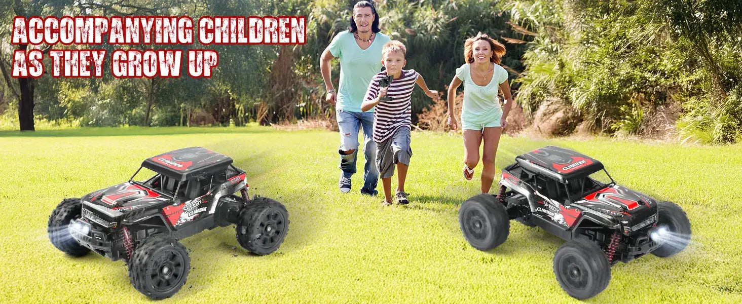Children playing outdoors with RC Car for Kids, enjoying high-speed fun and adventure.