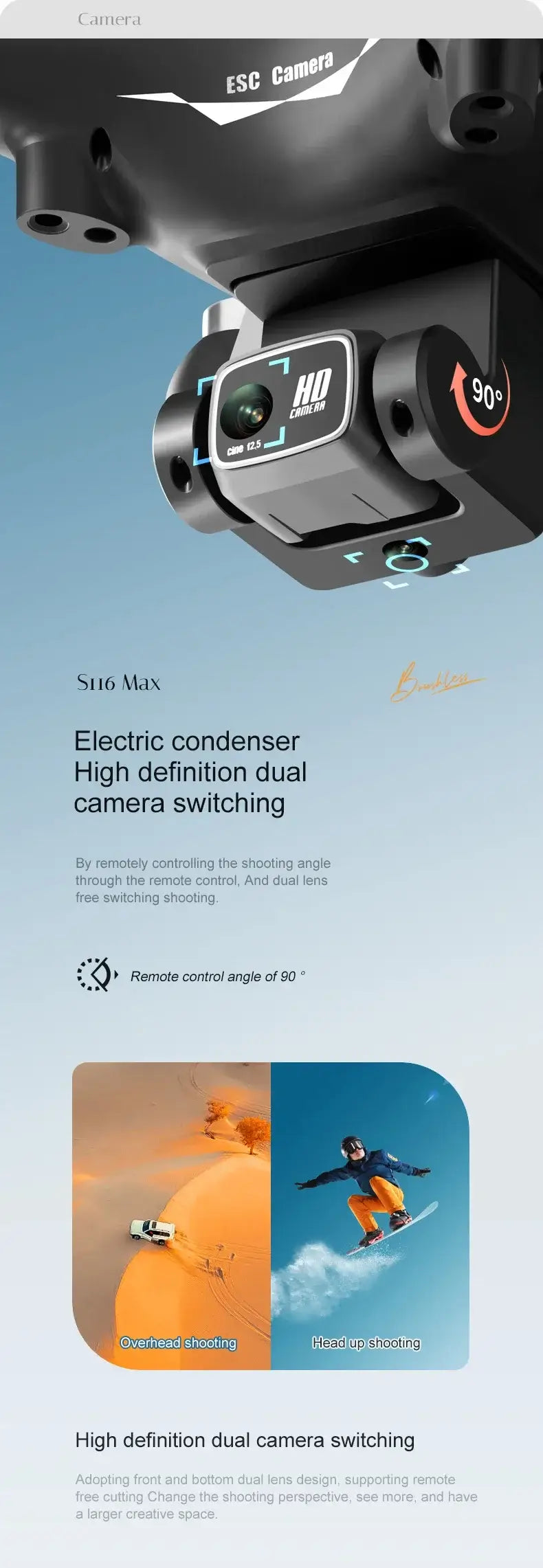 S116 MAX Drone Professional with 3 Batteries 8K Dual Camera Optical Sportsman Specialty Products