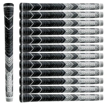  Golf Grips Made of Natural Rubber 13pcs from COVEVOS, featuring sleek black and gray design for better grip. 