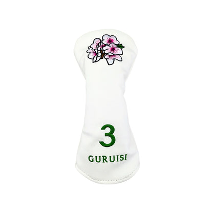 flower embroidery golf club head covers with delicate flower design and number 3, perfect for fairway woods.