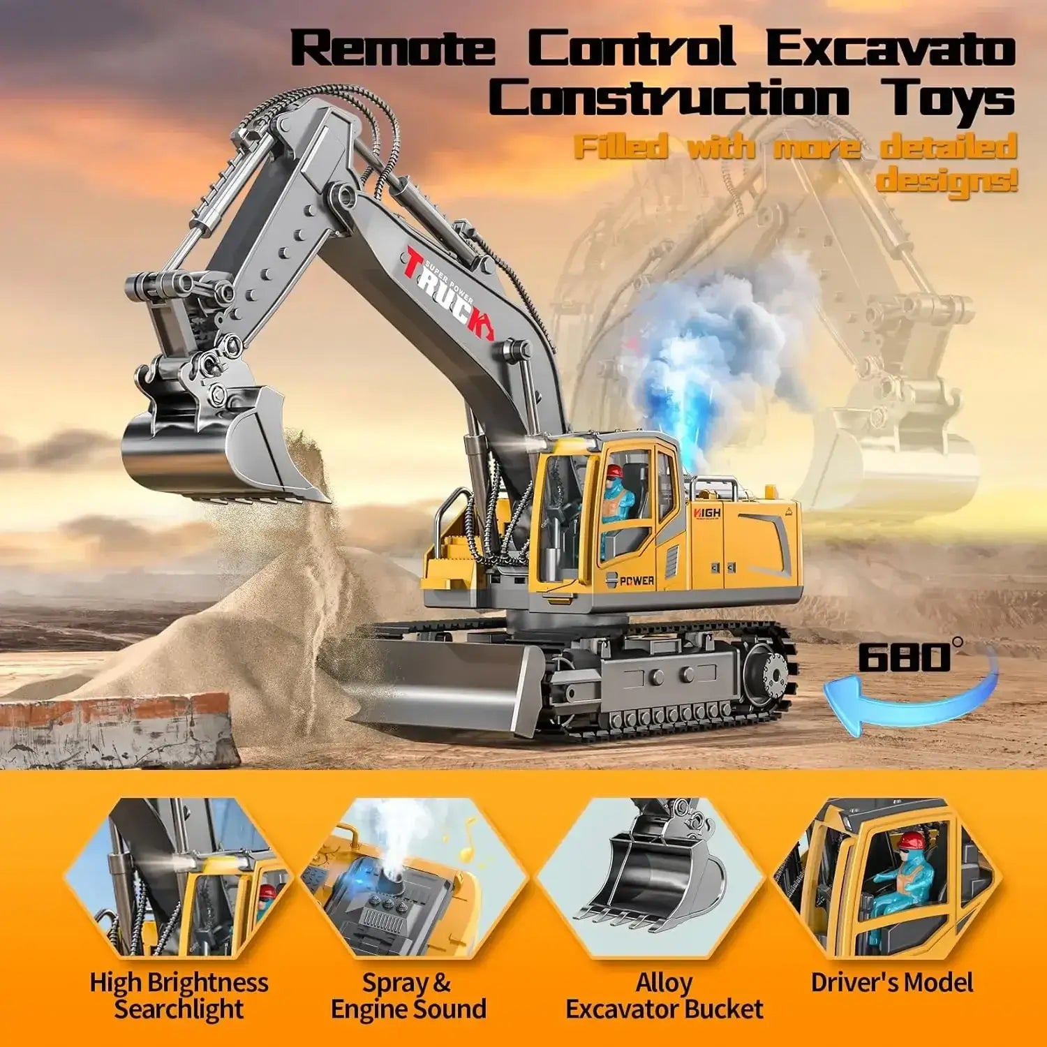 RC Excavator 17CH Remote Control Truck 2.4G RC Crawler Sportsman Specialty Products