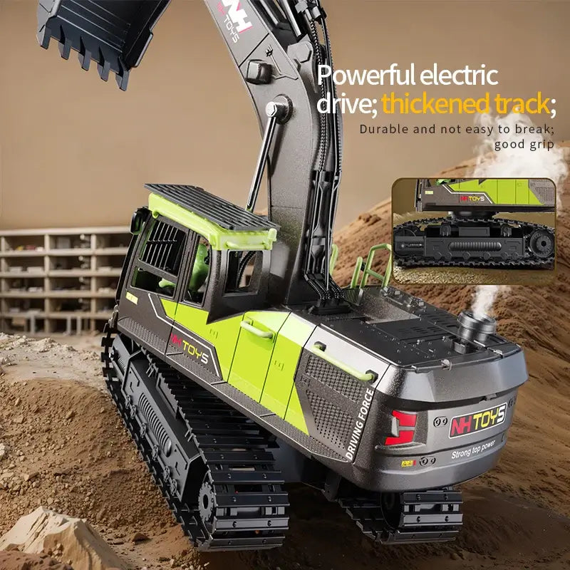Remote Control Excavator Toys with powerful electric drive and durable thickened track for kids.