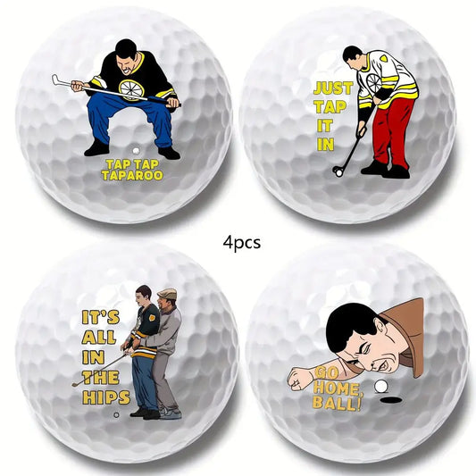 funny golf balls gift set featuring humorous designs and phrases, 4 pieces of fun golf balls for a perfect gift.